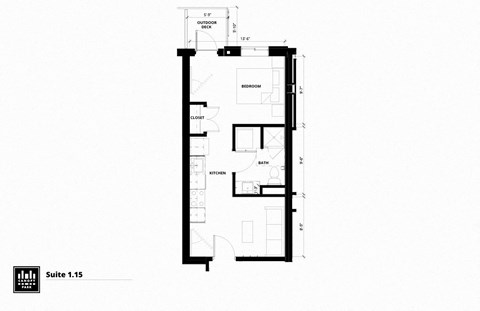 Floor plan for studio, 1 bath, 481 sqft